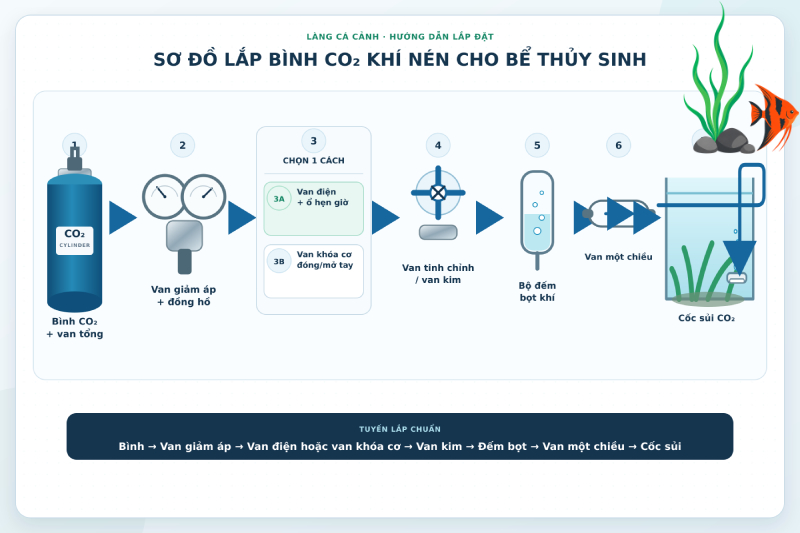 Cách cung cấp CO2 cho hồ thủy sinh hiệu quả, an toàn