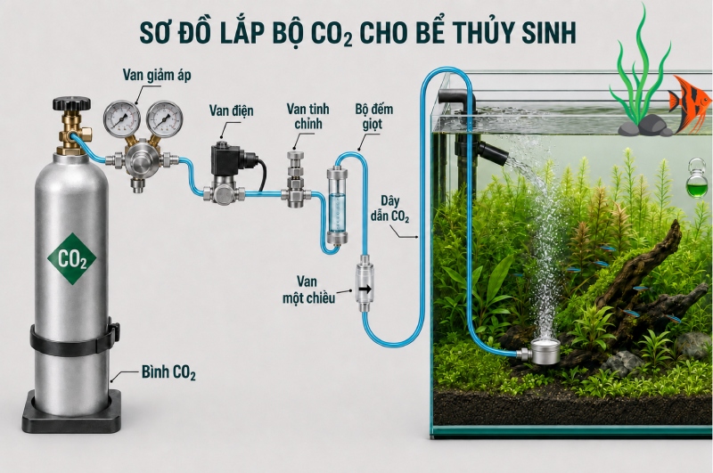 Cách cung cấp CO2 cho hồ thủy sinh hiệu quả, an toàn