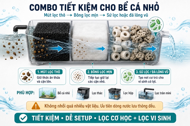 Vật liệu lọc bể cá gồm những gì? So sánh và cách chọn