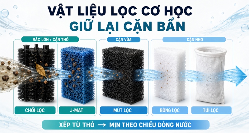 Vật liệu lọc bể cá gồm những gì? So sánh và cách chọn