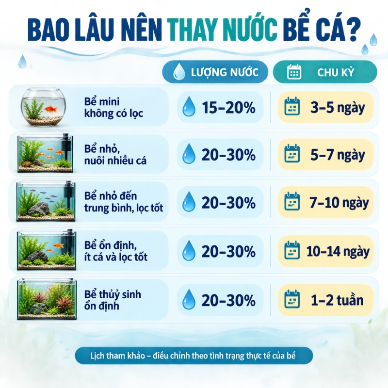 Bao lâu thay nước bể cá? Lịch thay nước phù hợp cho từng loại bể